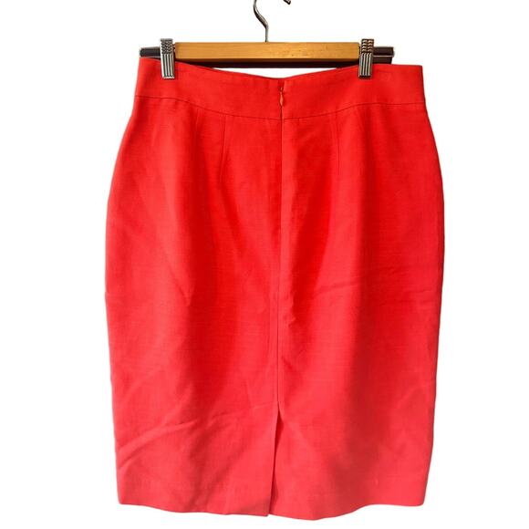 LOFT | Cotton-Blend Coral Button-Detail Pencil Skirt | Size 4 - Picture 4 of 7